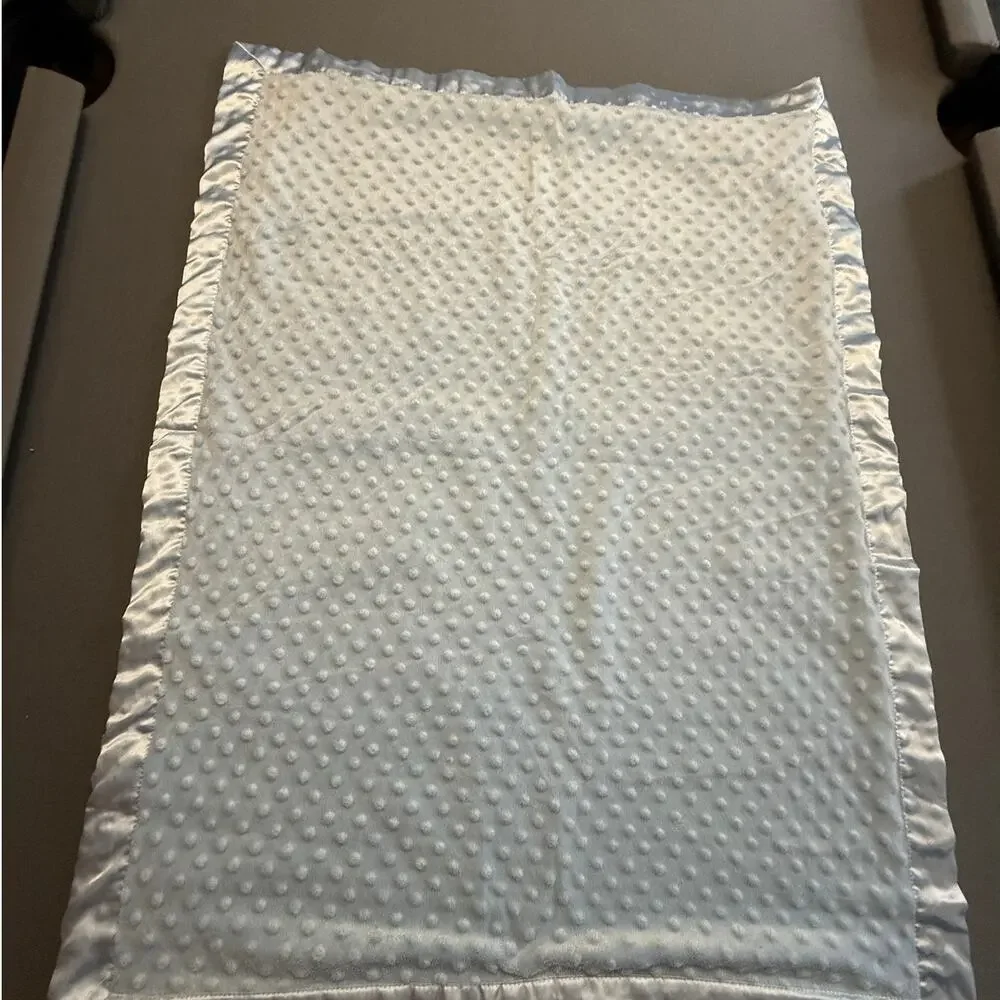 Carters Minky Baby Lovey Blanket Blue Dot Satin Back Security Receiving Blanket